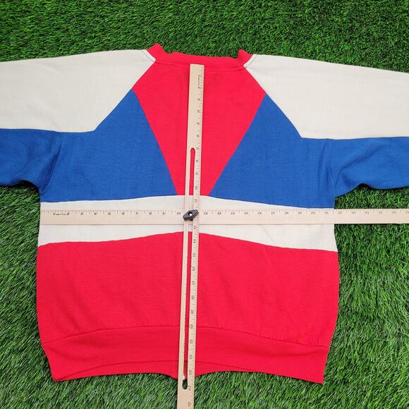 Line-Up Zip Fleece Jacket M/L 22x22 Boxy Cropped Red Blue - Picture 4 of 13